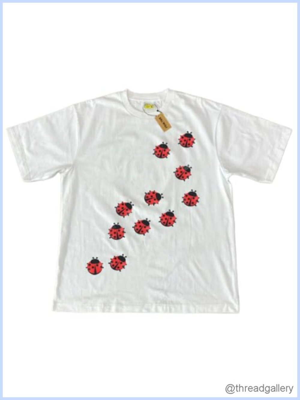 JOLILUNA Oversized Ladybug Graphic Tee Dolman Sleeve Boxy Fit Y2K Casual Top